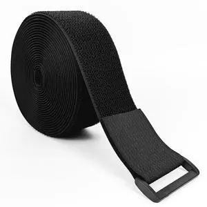 Hook and Loop Straps with Buckles, Fastening Cinch Straps, 2'' x 16' | Cut to Length, 15 Buckles, Black, Heavy Duty, Strong Hold, Ideal for Bundling and Strapping Hook and Loop Straps with Buckles, Fastening Cinch Straps, 2'' x 16' | Cut to Length, 15 Buckles, Black, Heavy Duty, Strong Hold, Ideal for Bundling and Strapping
