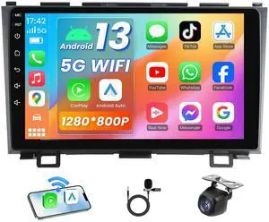 4G+64GB Car Stereo Radio for Honda CRV 2007-2011, 5G WiFi Wireless Carplay Android Auto 9 Inch 1280 * 800P Touchscreen GPS Navigation with Bluetooth 1080P Backup Camera SWC FM Radio 4G+64GB Car Stereo Radio for Honda CRV 2007-2011, 5G WiFi Wireless Carplay Android Auto 9 Inch 1280 * 800P Touchscreen GPS Navigation with Bluetooth 1080P Backup Camera SWC FM Radio