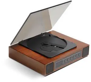 K10 Bluetooth CD Player with Speakers for Home, Rechargeable | Remote Control, Bluetooth 5.3 Input & Output, USB Playback, AUX Input & Optical Output, CD-R/RW & MP3 CDs, Retro Wood-Style K10 Bluetooth CD Player with Speakers for Home, Rechargeable | Remote Control, Bluetooth 5.3 Input & Output, USB Playback, AUX Input & Optical Output, CD-R/RW & MP3 CDs, Retro Wood-Style
