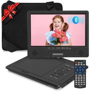 12.5" Portable DVD Player with Bluetooth, 10.1" Swivel Screen | 5 Hours Rechargeable Battery, Portable Kids DVD, Supports SD/USB/CD, Regions Free, Car Headrest 12.5" Portable DVD Player with Bluetooth, 10.1" Swivel Screen | 5 Hours Rechargeable Battery, Portable Kids DVD, Supports SD/USB/CD, Regions Free, Car Headrest