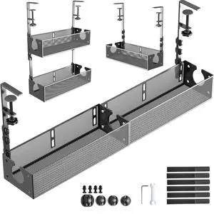 Multi-Model Under Desk Cable Management 2 Pack Metal Under Desk Wire Management Tray Clamp Mount Under Table Cord Management No Damage The Desk Multi-Model Under Desk Cable Management 2 Pack Metal Under Desk Wire Management Tray Clamp Mount Under Table Cord Management No Damage The Desk
