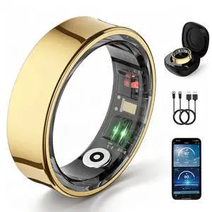 Smart Ring Men Women, Sleep Monitor&Skin Temperature(Gold, 9) | Fitness track with Gesture control,menstrual cycle tracking,Step count and calories, 5ATM Waterproof Smart Ring Men Women, Sleep Monitor&Skin Temperature(Gold, 9) | Fitness track with Gesture control,menstrual cycle tracking,Step count and calories, 5ATM Waterproof