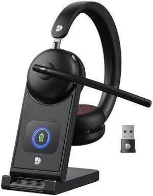 Wireless Headset with Mic for Work-Bluetooth 5.3 Headset with Noise Cancelling, Wireless Headsets with 65Hrs Battery & 10Min Fast Charge, Smart Dock with Digital Display for PC/Computer/Teams Wireless Headset with Mic for Work-Bluetooth 5.3 Headset with Noise Cancelling, Wireless Headsets with 65Hrs Battery & 10Min Fast Charge, Smart Dock with Digital Display for PC/Computer/Teams
