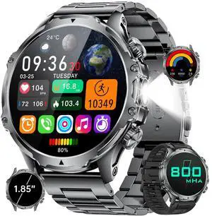 Military Smart Watch for Men, 1.85'' HD Large Screen Smartwatch, 800mAh/LED Flashlight/IP68 Waterproof/Pedometer/100+ Sports Fitness Tracker, Mens Smart Watches for Android iOS, Black Military Smart Watch for Men, 1.85'' HD Large Screen Smartwatch, 800mAh/LED Flashlight/IP68 Waterproof/Pedometer/100+ Sports Fitness Tracker, Mens Smart Watches for Android iOS, Black