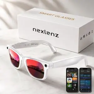 Smart Glasses with Camera for Travel & POV Video, White | Hands-free POV camera glasses for travel, cycling and daily moments, with Bluetooth audio, calls, translation and WiFi Smart Glasses with Camera for Travel & POV Video, White | Hands-free POV camera glasses for travel, cycling and daily moments, with Bluetooth audio, calls, translation and WiFi