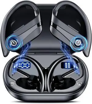 Wireless Earbuds 120H Playtime Bluetooth 6.1 Ear Buds for Sports Hi-fi Stereo Headset with LED Display Charging Case Earpiece for Running Workout Audifonos Retro Black Wireless Earbuds 120H Playtime Bluetooth 6.1 Ear Buds for Sports Hi-fi Stereo Headset with LED Display Charging Case Earpiece for Running Workout Audifonos Retro Black