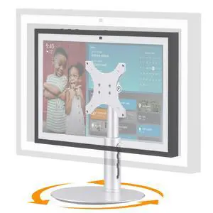 Rotating Stand for Echo Show 15/21, 4-Level Height, Adjustable Tilt | 360° Swivel Base, Aluminum Alloy, 4 Height Positions, Adjustable Tilt, Easy Installation, Silver Rotating Stand for Echo Show 15/21, 4-Level Height, Adjustable Tilt | 360° Swivel Base, Aluminum Alloy, 4 Height Positions, Adjustable Tilt, Easy Installation, Silver