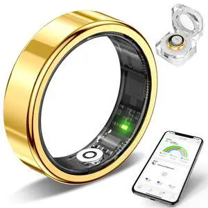 Smart Ring Fitness Tracker, Sleep & Health Tracking Ring for Men Women | Sleep & Fitness Monitor with Heart Rate Sensor, 5ATM Waterproof Tracker for Men & Women, iOS & Android Compatible(Gold, 11) Smart Ring Fitness Tracker, Sleep & Health Tracking Ring for Men Women | Sleep & Fitness Monitor with Heart Rate Sensor, 5ATM Waterproof Tracker for Men & Women, iOS & Android Compatible(Gold, 11)