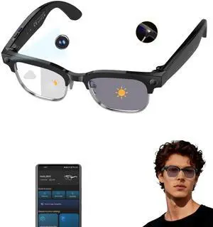 AI Smart Glasses with Camera 1080P POV Video Recording Photochromic | Real-time audio translation & open-ear Bluetooth music call AI Smart Glasses with Camera 1080P POV Video Recording Photochromic | Real-time audio translation & open-ear Bluetooth music call