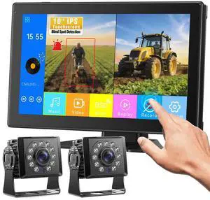 HD 10" Wired Backup Camera System 10G Vibration-Proof for Tractor | HD 1080P Touchscreen Dual Split Monitor Recording BSD MP3 MP5 IP69 Waterproof Truck Excavator Caravan Skid Steer Harvester HD 10" Wired Backup Camera System 10G Vibration-Proof for Tractor | HD 1080P Touchscreen Dual Split Monitor Recording BSD MP3 MP5 IP69 Waterproof Truck Excavator Caravan Skid Steer Harvester