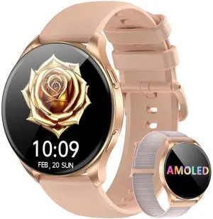 Smart Watch for Women(Make/Answer Calls), 1.43''AMOLED Touchscreen Fitness Tracker with 100+ Sports Modes, Heart Rate/SpO2/Sleep Monitor/2 Straps, Smartwatch for iPhone & Android Smart Watch for Women(Make/Answer Calls), 1.43''AMOLED Touchscreen Fitness Tracker with 100+ Sports Modes, Heart Rate/SpO2/Sleep Monitor/2 Straps, Smartwatch for iPhone & Android