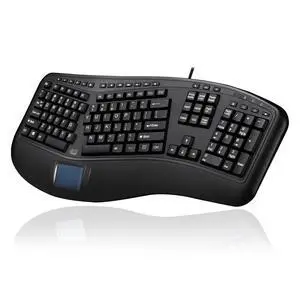 AKB-450UB Ergonomic Keyboard with Built-in Touchpad, Wired USB | Multimedia Hotkeys, Split Keys Design, Built-in Palm Rest for Comfort, Compatible for PC AKB-450UB Ergonomic Keyboard with Built-in Touchpad, Wired USB | Multimedia Hotkeys, Split Keys Design, Built-in Palm Rest for Comfort, Compatible for PC