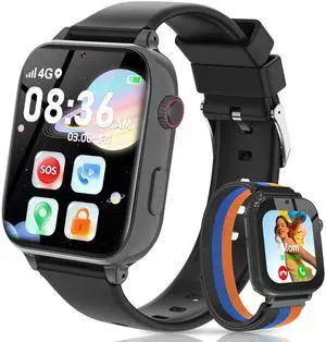 4G Kids Smart Watch with GPS Tracker, Video Call & Texting, Smart Watch for Kids with SIM Card, SOS, School Mode, HD Camera, Pedometer, Kid Watch Gift for Boys Girls Age 4-12, Black 4G Kids Smart Watch with GPS Tracker, Video Call & Texting, Smart Watch for Kids with SIM Card, SOS, School Mode, HD Camera, Pedometer, Kid Watch Gift for Boys Girls Age 4-12, Black