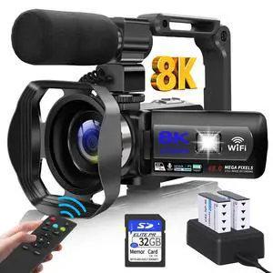 Video Camera, 8K 48MP Vlogging Camera for YouTube 18X Digital Zoom | Recording Camera 3 Touch Screen Camcorder with WiFi, External Mic, Fill Light, Remote Control, 32GB SD Card & 2 Batteries Video Camera, 8K 48MP Vlogging Camera for YouTube 18X Digital Zoom | Recording Camera 3 Touch Screen Camcorder with WiFi, External Mic, Fill Light, Remote Control, 32GB SD Card & 2 Batteries