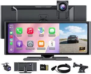 10.26" HD Wireless CarPlay Screen for Car Carplay & Android Auto | HD Touch Screen Car Stereo with 4K Dash Cam, 1080P Backup Camera, Mirror Link, GPS, Bluetooth, 64G TF, for All Vehicles 10.26" HD Wireless CarPlay Screen for Car Carplay & Android Auto | HD Touch Screen Car Stereo with 4K Dash Cam, 1080P Backup Camera, Mirror Link, GPS, Bluetooth, 64G TF, for All Vehicles
