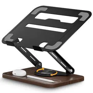 Adjustable Laptop Stand with 360° Rotating Base, Ergonomic Laptop Riser for Desk, Ventilated Notebook Stand with Storage Tray, Wood Base & Silicone Pads for Laptops, Tablets & Books Adjustable Laptop Stand with 360° Rotating Base, Ergonomic Laptop Riser for Desk, Ventilated Notebook Stand with Storage Tray, Wood Base & Silicone Pads for Laptops, Tablets & Books