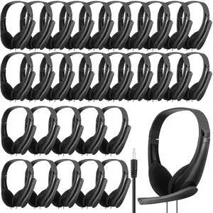 30 Pack Bulk Classroom Headphones with Microphone Students Wired School Class Set Headphones for School Library Computer Office Adults 3.5 Jack Universal Plug (Black) 30 Pack Bulk Classroom Headphones with Microphone Students Wired School Class Set Headphones for School Library Computer Office Adults 3.5 Jack Universal Plug (Black)