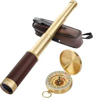 Retro Pirate Telescope Zoomable 25x30 Spyglass Portable Collapsible Handheld Telescope Vintage Monocular for Kids & Survival Gear Compass Pocket Military Compass for Camping Boating Retro Pirate Telescope Zoomable 25x30 Spyglass Portable Collapsible Handheld Telescope Vintage Monocular for Kids & Survival Gear Compass Pocket Military Compass for Camping Boating