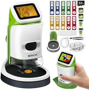 Kids Handheld Digital Microscope with Screen: STEM Science Kit Gift Toys | for Boys Girls Ages 4-12, Detachable Stand, 1000X Magnification, 4K Display, 32GB SD Card Included for Photos and Videos Kids Handheld Digital Microscope with Screen: STEM Science Kit Gift Toys | for Boys Girls Ages 4-12, Detachable Stand, 1000X Magnification, 4K Display, 32GB SD Card Included for Photos and Videos