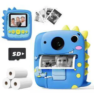 Instant Print Kids Camera with Dinosaur Silicone Case 1080P Toddler Digital Camera, 3 Rolls Print Paper, Birthday for Boys Girls Age 3-8 (Blue) Instant Print Kids Camera with Dinosaur Silicone Case 1080P Toddler Digital Camera, 3 Rolls Print Paper, Birthday for Boys Girls Age 3-8 (Blue)