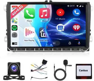 4G 64G Android Car Stereo for VW Passat Jetta Tiguan Golf MK5 MK6 T5 EOS Polo Touran Seat Sharan Carplay Android Auto Radio, 9'' Touchscreen Bluetooth Mirror Link WiFi GPS FM/RDS DSP Backup Camera 4G 64G Android Car Stereo for VW Passat Jetta Tiguan Golf MK5 MK6 T5 EOS Polo Touran Seat Sharan Carplay Android Auto Radio, 9'' Touchscreen Bluetooth Mirror Link WiFi GPS FM/RDS DSP Backup Camera