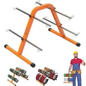 Portable Wire Spool Rack - Heavy-Duty Steel Cable Dispenser with 4 Adjustable Rods, Spool Rack Holder for Efficient Storage & Dispensing, 8" Max Capacity, Orange Portable Wire Spool Rack - Heavy-Duty Steel Cable Dispenser with 4 Adjustable Rods, Spool Rack Holder for Efficient Storage & Dispensing, 8" Max Capacity, Orange