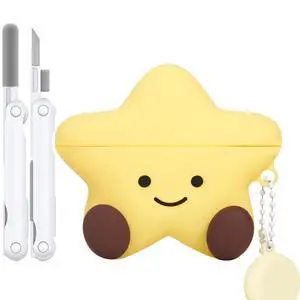 for AirPods 4 Case 2024,Star Shape Silicone Case-Yellow | Cute Kawaii Funny 3D Cartoon Protective Cover for AirPods 4th Genaration Case with Cleaner Kit and Keychain for Women Girls for AirPods 4 Case 2024,Star Shape Silicone Case-Yellow | Cute Kawaii Funny 3D Cartoon Protective Cover for AirPods 4th Genaration Case with Cleaner Kit and Keychain for Women Girls