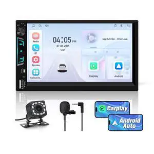 Universal Double Din Car Stereo with Wireless CarPlay & Android Auto, 7" HD Touch Screen Head Unit with Backup Camera/External Microphone, Car Radio Supports Bluetooth/SWC/FM/USB/RGB Universal Double Din Car Stereo with Wireless CarPlay & Android Auto, 7" HD Touch Screen Head Unit with Backup Camera/External Microphone, Car Radio Supports Bluetooth/SWC/FM/USB/RGB