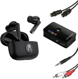 ANC True Wireless Earbuds with Bluetooth Transmitter Set for TV Listening ANC True Wireless Earbuds with Bluetooth Transmitter Set for TV Listening