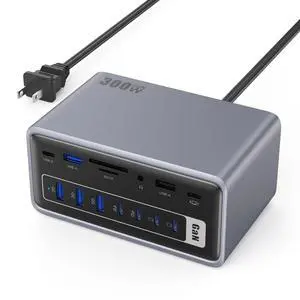 20-in-1 USB Docking Station,300W Charging Station,Triple Display USB-C Hub with 2x4K HDMI,DP,VGA,Ethernet,7 USB-A/C Ports,5Gbps USB-A/C Ports,SD/TF,Audio,100W PD Fast Laptop Charger for Windows/macOS 20-in-1 USB Docking Station,300W Charging Station,Triple Display USB-C Hub with 2x4K HDMI,DP,VGA,Ethernet,7 USB-A/C Ports,5Gbps USB-A/C Ports,SD/TF,Audio,100W PD Fast Laptop Charger for Windows/macOS