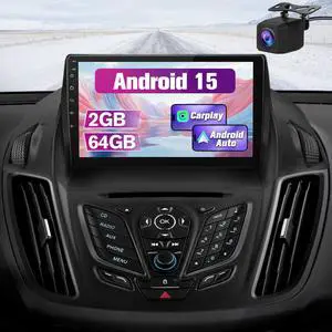Car Radio Stereo Upgrade for Ford Escape Kuga 2013-2016, Android Head Unit with 9 Inch Touch Screen/Backup Camera/Wireless CarPlay & Android Auto/Mirroring/WiFi/Bluetooth/SWC Car Radio Stereo Upgrade for Ford Escape Kuga 2013-2016, Android Head Unit with 9 Inch Touch Screen/Backup Camera/Wireless CarPlay & Android Auto/Mirroring/WiFi/Bluetooth/SWC