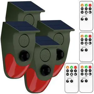 Solar Powered Motion Sensor Alarm with Remote Control, Driveway Alarm,Waterproof Outdoor Infrared Detector Security Siren, 24H/Day/Night Modes, Anti-Theft Animal Repeller for Garden Farm Yard,4 PCS Solar Powered Motion Sensor Alarm with Remote Control, Driveway Alarm,Waterproof Outdoor Infrared Detector Security Siren, 24H/Day/Night Modes, Anti-Theft Animal Repeller for Garden Farm Yard,4 PCS