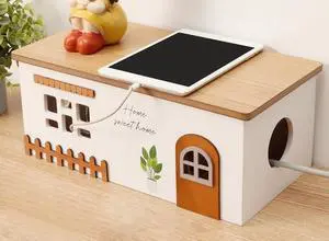 Cable Management Box, Wood Extension Cord Organizer, Handmade Power Strip Box for TV Computer Wire USB Hub System, Surge Protector Cord Hider Box on Desk or Floor (Large) Cable Management Box, Wood Extension Cord Organizer, Handmade Power Strip Box for TV Computer Wire USB Hub System, Surge Protector Cord Hider Box on Desk or Floor (Large)
