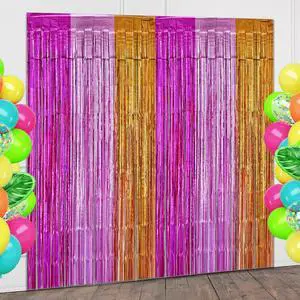 Hawaiian Fringe Backdrop Birthday Decorations, 2 Pack 3.2x6.6ft Peach Pink and Orange Hawaiian Foil Fringe Curtains Photo Booth Props Tropical Birthday Party Decorations Supplies Favors for Women Hawaiian Fringe Backdrop Birthday Decorations, 2 Pack 3.2x6.6ft Peach Pink and Orange Hawaiian Foil Fringe Curtains Photo Booth Props Tropical Birthday Party Decorations Supplies Favors for Women