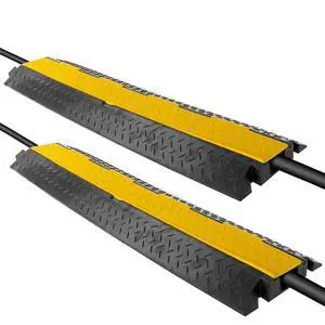 Durable 40 Cable Protector Ramp - Supports 33,000lbs, Three-Channel Heavy Duty Cord Cover with Interlocking System & Flip-Open Lid for Safe Concealment of Cords, Hoses & Wires Indoors/Outdoors Durable 40 Cable Protector Ramp - Supports 33,000lbs, Three-Channel Heavy Duty Cord Cover with Interlocking System & Flip-Open Lid for Safe Concealment of Cords, Hoses & Wires Indoors/Outdoors