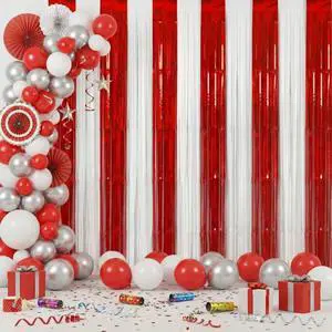 2 Pack Red White Tinsel Foil Fringe Curtains Circus 3.28×8.20 ft Metallic Streamers Tinsel Curtains Background for Graduation Birthday Wedding Party 2 Pack Red White Tinsel Foil Fringe Curtains Circus 3.28×8.20 ft Metallic Streamers Tinsel Curtains Background for Graduation Birthday Wedding Party