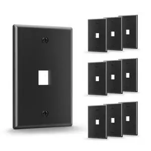 UL Listed Keystone Wall Plate 1-Port for Keystone Jack, Black 10-Pack | UL Listed for Safety, Designed for RJ45/HDMI/Coax Keystone Jack, Low Profile Wall Plate UL Listed Keystone Wall Plate 1-Port for Keystone Jack, Black 10-Pack | UL Listed for Safety, Designed for RJ45/HDMI/Coax Keystone Jack, Low Profile Wall Plate