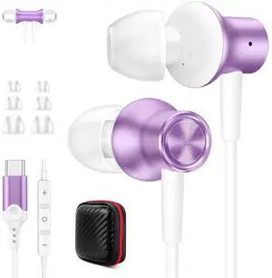 USB C Headphones for iPhone 17 Pro Max Type C Wired Earbuds Purple | USB C In Ear Magnetic Headphone with Mic Stereo Music Corded Type C Earphone for iPhone 17 16 15 Galaxy S26 S25 for iPad Pro USB C Headphones for iPhone 17 Pro Max Type C Wired Earbuds Purple | USB C In Ear Magnetic Headphone with Mic Stereo Music Corded Type C Earphone for iPhone 17 16 15 Galaxy S26 S25 for iPad Pro