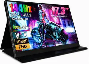 Portable Monitor 17.3 Inch 144Hz 1080P FHD Gaming Monitor USB-C HDMI Computer Display HDR IPS Laptop Screen Extender with Smart Cover/Speakers for Laptop PC Mac Phone PS3 4/5 Xbox Portable Monitor 17.3 Inch 144Hz 1080P FHD Gaming Monitor USB-C HDMI Computer Display HDR IPS Laptop Screen Extender with Smart Cover/Speakers for Laptop PC Mac Phone PS3 4/5 Xbox