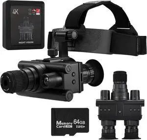 Helmet Mounted 4K Night Vision Goggles with 8X Zoom & Manual Focus -HD Infrared Binoculars for Hunting Camping Surveillance, 64GB SD Card Included, USB-C Rechargeable (12 Hour Battery Life) Helmet Mounted 4K Night Vision Goggles with 8X Zoom & Manual Focus -HD Infrared Binoculars for Hunting Camping Surveillance, 64GB SD Card Included, USB-C Rechargeable (12 Hour Battery Life)