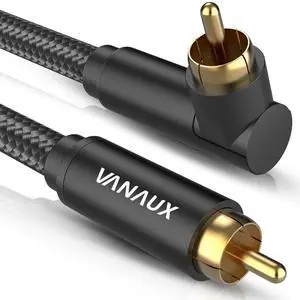 Subwoofer Cable 90 Degree RCA to RCA Audio Stereo Cable Male to Male 24K Gold Plated Connector Nylon Braided Double Shielded Clean Sounding Signal Black/10ft/3m Subwoofer Cable 90 Degree RCA to RCA Audio Stereo Cable Male to Male 24K Gold Plated Connector Nylon Braided Double Shielded Clean Sounding Signal Black/10ft/3m
