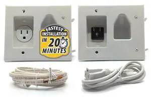 DataComm Electronics Recessed Pro-Power Kit with Straight Blade Inlet & Romex Wire, in-Wall Cable Management for Power & Low-Voltage Cables, DIY-Friendly Cord Hider for Wall-Mounted TV, 1 Receptacle DataComm Electronics Recessed Pro-Power Kit with Straight Blade Inlet & Romex Wire, in-Wall Cable Management for Power & Low-Voltage Cables, DIY-Friendly Cord Hider for Wall-Mounted TV, 1 Receptacle