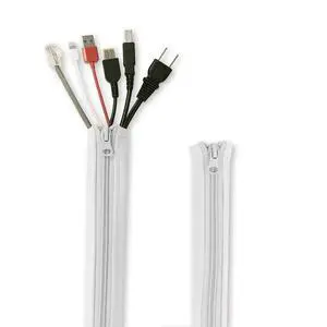 Cable Management Sleeve with Zip-up 39 Inches, 2 Pieces -White | Durable Adjustable Cord Sleeve Wire Cover Concealer Wrap Protect Cables from Pets Chewing for Computer, TV Cable Management Sleeve with Zip-up 39 Inches, 2 Pieces -White | Durable Adjustable Cord Sleeve Wire Cover Concealer Wrap Protect Cables from Pets Chewing for Computer, TV