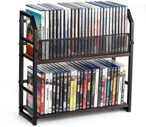 2-Tier DVD Storage Rack, DVD Holder Organizer Shelf, Space Saving Media Storage Stand for DVDs CDs Video Games, Display Organizer for Home Office Living Room 2-Tier DVD Storage Rack, DVD Holder Organizer Shelf, Space Saving Media Storage Stand for DVDs CDs Video Games, Display Organizer for Home Office Living Room