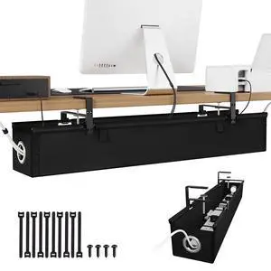 Under Desk Cable Management Tray 36", No Drill Cord Organizer, Black | Heavy Duty, Large Capacity, 3-Level Clamp Fit 0"-2.5" Desks, Clamp/Screw Mount, for Home, Office, Gaming, Room, Studio Under Desk Cable Management Tray 36", No Drill Cord Organizer, Black | Heavy Duty, Large Capacity, 3-Level Clamp Fit 0"-2.5" Desks, Clamp/Screw Mount, for Home, Office, Gaming, Room, Studio