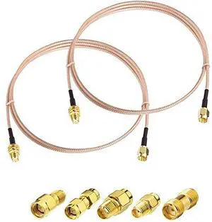 SMA Male to Female 6inches RF Coax Cable & 5pcs Adapter Kit - SMA/SMA/RPSMA, All in one Convertor for WiFi/Ham Radio/GPS/3G 4G LTE Antennas and More SMA Male to Female 6inches RF Coax Cable & 5pcs Adapter Kit - SMA/SMA/RPSMA, All in one Convertor for WiFi/Ham Radio/GPS/3G 4G LTE Antennas and More