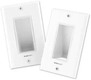 Recessed Wall Plate for Behind Wall Cable Management - White Wall Plate Cable Pass Through with Low Voltage Mounting Bracket to Hide TV Cords for Wall Mount TV, Bottom Opening, 2 pack Recessed Wall Plate for Behind Wall Cable Management - White Wall Plate Cable Pass Through with Low Voltage Mounting Bracket to Hide TV Cords for Wall Mount TV, Bottom Opening, 2 pack