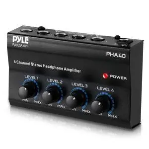 4-Channel Portable Stereo Headphone Amplifier - Professional Multi Channel Mini Earphone Splitter Amp w/ 4 ¼ Balanced TRS Headphones Output Jack and 1/4" TRS Audio Input For Sound Mixer - PHA40 BLACK 4-Channel Portable Stereo Headphone Amplifier - Professional Multi Channel Mini Earphone Splitter Amp w/ 4 ¼ Balanced TRS Headphones Output Jack and 1/4" TRS Audio Input For Sound Mixer - PHA40 BLACK