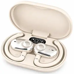 Open Ear Earbuds Bi-Axial Custom Fit Immersive Sound Wireless Headphones | Over The Ear Bluetooth Ear Buds Waterproof Long Battery for Running Outdoor Sports Travel Conference - OpenBass Fit White Open Ear Earbuds Bi-Axial Custom Fit Immersive Sound Wireless Headphones | Over The Ear Bluetooth Ear Buds Waterproof Long Battery for Running Outdoor Sports Travel Conference - OpenBass Fit White