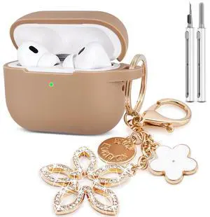 Compatible with AirPods Pro 2nd Generation Case with Cleaner Kit, Silicone Protective Case for Apple AirPod Pro 2nd/1st Earbuds Wireless Charging Cases with Bling Keychain (Milk Tea) Compatible with AirPods Pro 2nd Generation Case with Cleaner Kit, Silicone Protective Case for Apple AirPod Pro 2nd/1st Earbuds Wireless Charging Cases with Bling Keychain (Milk Tea)